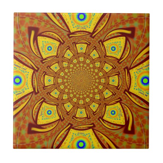 Gouden Kaleidoscoop Art Print Tegeltje (Voorkant)