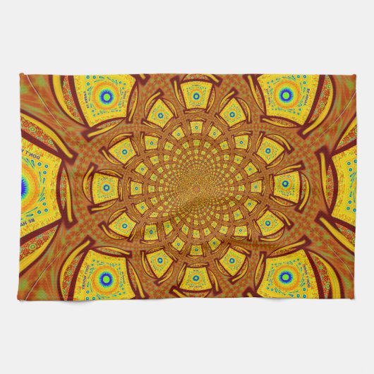 Gouden Kaleidoscoop Art Print Theedoek (Horizontaal)