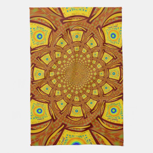 Gouden Kaleidoscoop Art Print Theedoek (Verticaal)