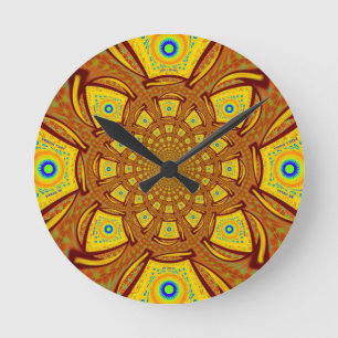 Gouden Kaleidoscoop Kunstprint Ronde Klok