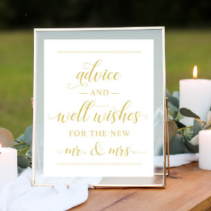 Gouden kalligrafie advies en goede wensen poster