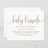 Gouden Kalligrafie Baby Brunch Uitnodiging (Voorkant / Achterkant)
