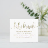 Gouden Kalligrafie Baby Brunch Uitnodiging (Staand voorkant)