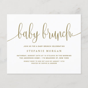 Gouden Kalligrafie Baby Brunch Uitnodiging