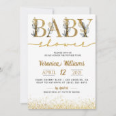 Gouden Kalligrafie Baby shower Invitation Kaart (Voorkant)
