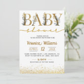 Gouden Kalligrafie Baby shower Invitation Kaart (Staand voorkant)