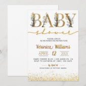 Gouden Kalligrafie Baby shower Invitation Kaart (Voorkant / Achterkant)