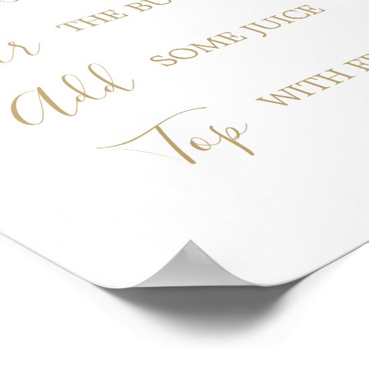 Gouden Kalligrafie Bridal Mimosa Bar Sign Poster (Hoek)