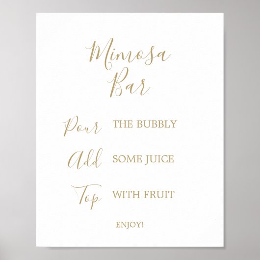 Gouden Kalligrafie Bridal Mimosa Bar Sign Poster (Voorkant)