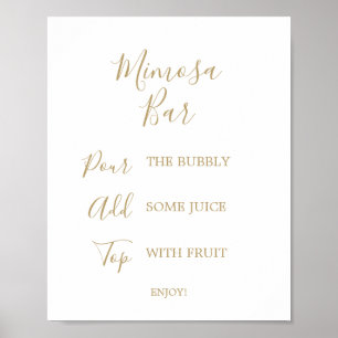 Gouden kalligrafie bruids Mimosa bar bord Poster