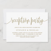 Gouden Kalligrafie Bruiloft Receptie Party Kaart (Voorkant)