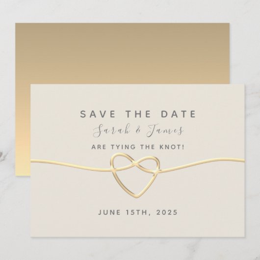 Gouden kalligrafie bruiloft save the date (Voorkant / Achterkant)