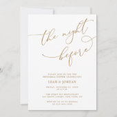 Gouden kalligrafie de avond voor repetitie diner kaart (Voorkant)