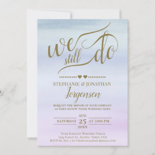Gouden Kalligrafie Dusty Blue & Lila Gelofte Verni Kaart