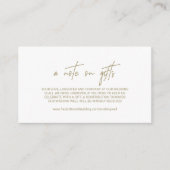 Gouden kalligrafie Een notitie over geschenken Informatiekaartje (Voorkant)