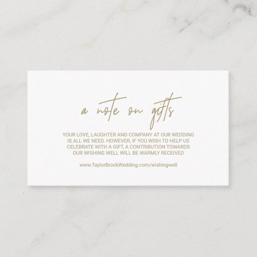 Gouden kalligrafie Een notitie over geschenken Informatiekaartje (Voorkant)
