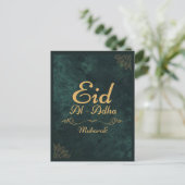 Gouden Kalligrafie Eid Al-Adha Mubarak 2025 Briefkaart (Staand voorkant)
