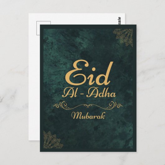 Gouden Kalligrafie Eid Al-Adha Mubarak 2025 Briefkaart (Voorkant / Achterkant)