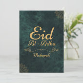 Gouden Kalligrafie Eid Al-Adha Mubarak 2025 Feestdagenkaart (Staand voorkant)