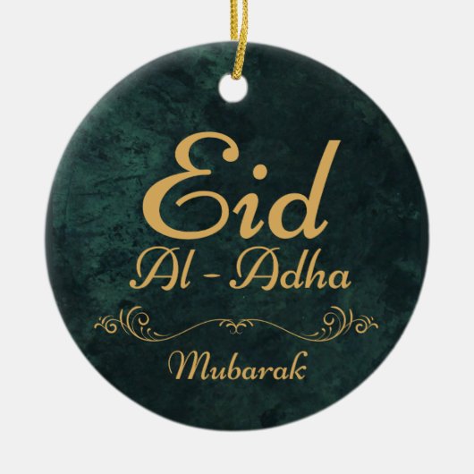 Gouden Kalligrafie Eid Al-Adha Mubarak 2025 Keramisch Ornament (Voorkant)