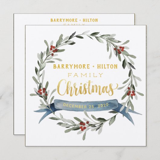 Gouden Kalligrafie Elegant Voorjaars Kerstdiner Menu (Voorkant / Achterkant)