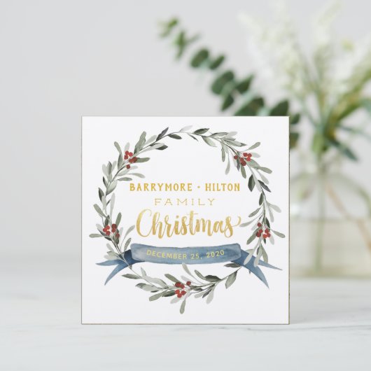 Gouden Kalligrafie Elegant Voorjaars Kerstdiner Menu (Staand voorkant)