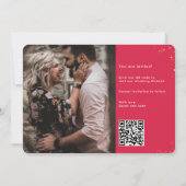 Gouden kalligrafie Elegante Magenta QR-code Save The Date (Achterkant)