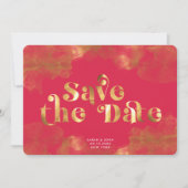 Gouden kalligrafie Elegante Magenta QR-code Save The Date (Voorkant)