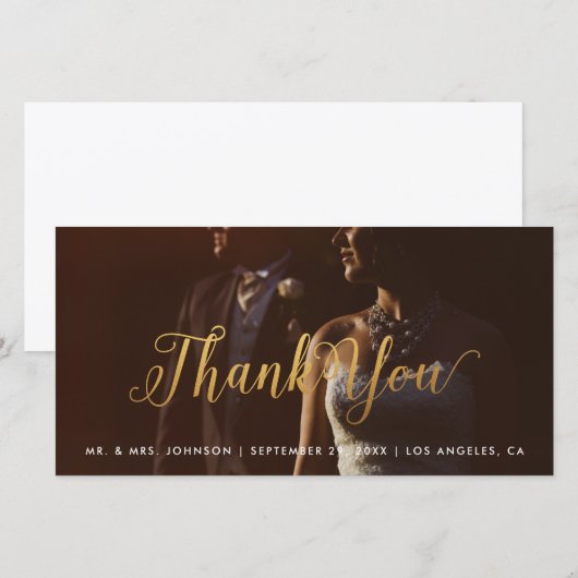 Gouden Kalligrafie Foto Dank u Fotokaart Bedankkaart (Voorkant / Achterkant)