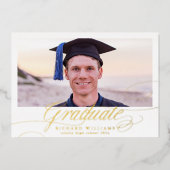 Gouden kalligrafie foto middelbare school afstuder folie uitnodiging (Voorkant)