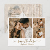 Gouden kalligrafie foto Opslaan de datum uitnodigi Uitnodiging Briefkaart (Voorkant / Achterkant)