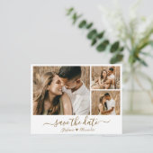 Gouden kalligrafie foto Opslaan de datum uitnodigi Uitnodiging Briefkaart (Staand voorkant)