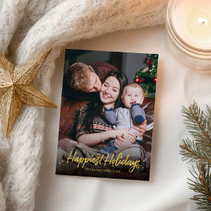 Gouden kalligrafie foto prettig kerstfeest briefkaart