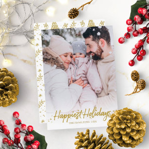 Gouden kalligrafie foto prettig kerstfeest kerstmi kaart