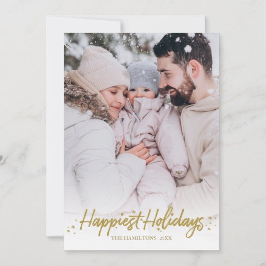 Gouden kalligrafie foto prettige feestdagen Kerstm Kaart (Voorkant)