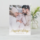 Gouden kalligrafie foto prettige feestdagen Kerstm Kaart (Staand voorkant)