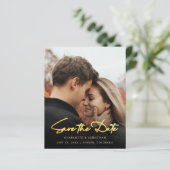 Gouden kalligrafie foto Save the Date Kaart (Staand voorkant)