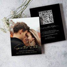 Gouden kalligrafie foto Save the Date Kaart