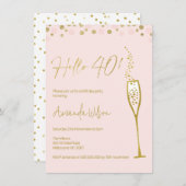 Gouden kalligrafie glas 40e verjaardag uitnodiging (Voorkant / Achterkant)