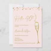 Gouden kalligrafie glas 40e verjaardag uitnodiging (Voorkant)