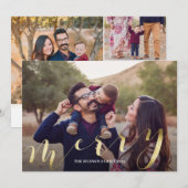 Gouden Kalligrafie Grote Foto Vrolijke Kerst Kaart (Voorkant / Achterkant)