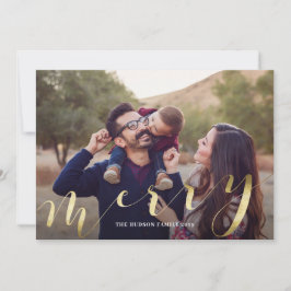 Gouden Kalligrafie Grote Foto Vrolijke Kerst Kaart