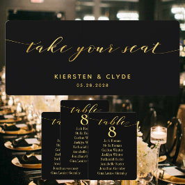 Gouden kalligrafie Huwelijk Neem uw plaats kaart