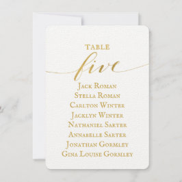 Gouden kalligrafie huwelijksstoelindeling kaart