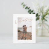 Gouden kalligrafie Liefdesfoto Valentijnsdag Feestdagenkaart (Staand voorkant)
