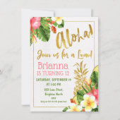 Gouden Kalligrafie Luau Verjaardag Uitnodiging (Voorkant)