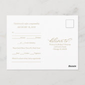 Gouden Kalligrafie Marine Blauw Bruiloft RSVP Briefkaart (Achterkant)