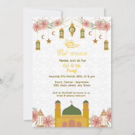 Gouden Kalligrafie Moskee Schattige Flowers Eid Pa Kaart