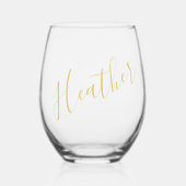 Gouden kalligrafie naam aangepaste bruidsmeisje ca wijnglas zonder voet (Voorkant)
