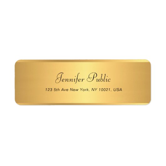 Gouden Kalligrafie Naam Tekst Professioneel Modern Etiket (Voorkant)